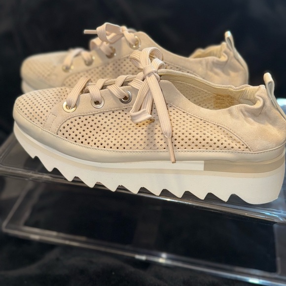 Softwaves Cream Platform Sneakers with Breathable Knit Upper - Picture 6 of 16